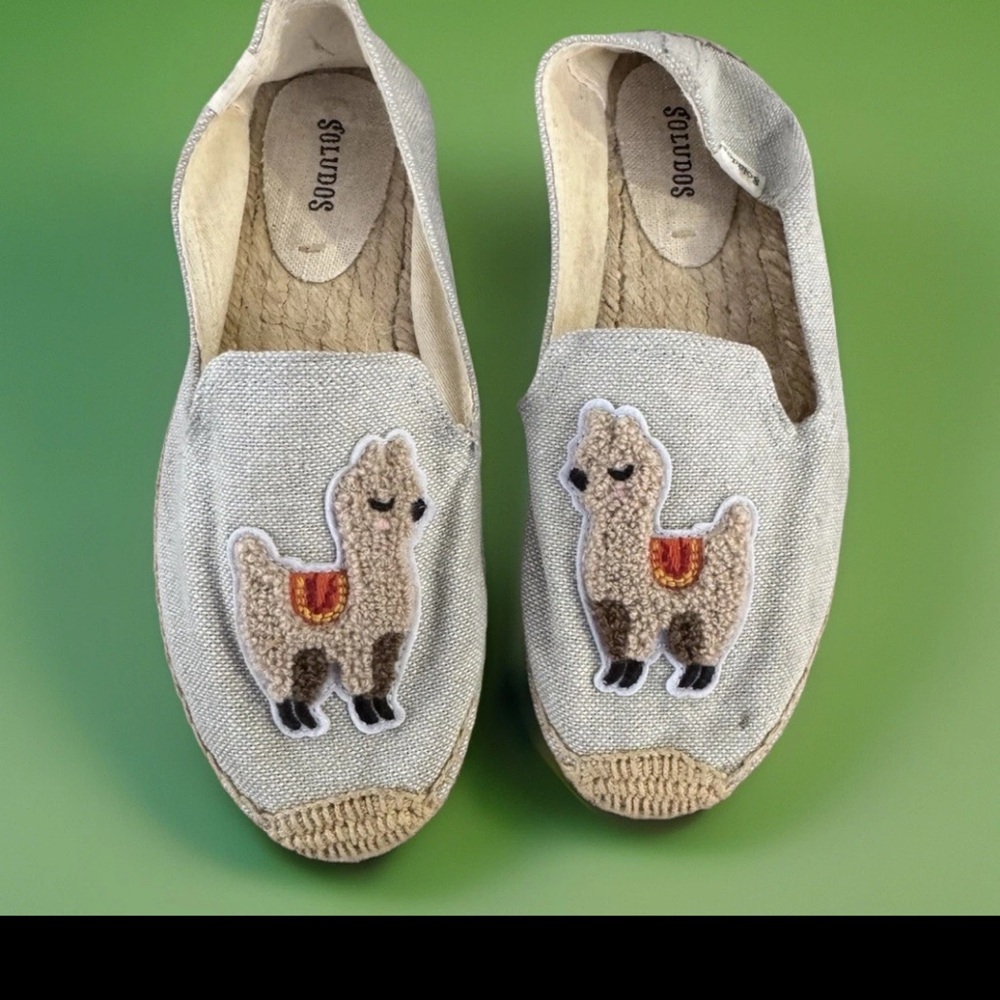 Soludos Women’s Llama espadrille shoes - Gray and Tan